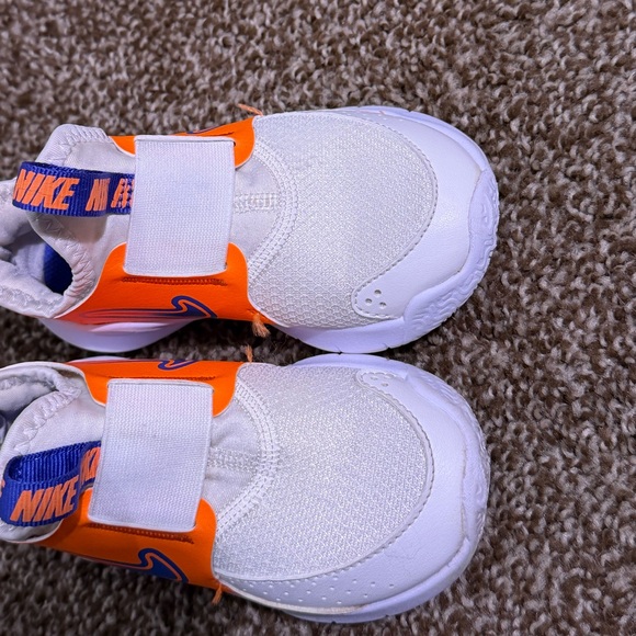 Nike Flex Runner 3 PS Kids 9C White Total Orange Blue Shoes FN1449-101 NWB - Picture 3 of 6
